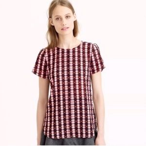 J.Crew Petal Sleeve Top in Diamond Print Sz 2